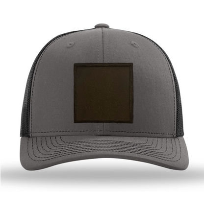 Charcoal/ Black Richardson Leather Patch Trucker Hat