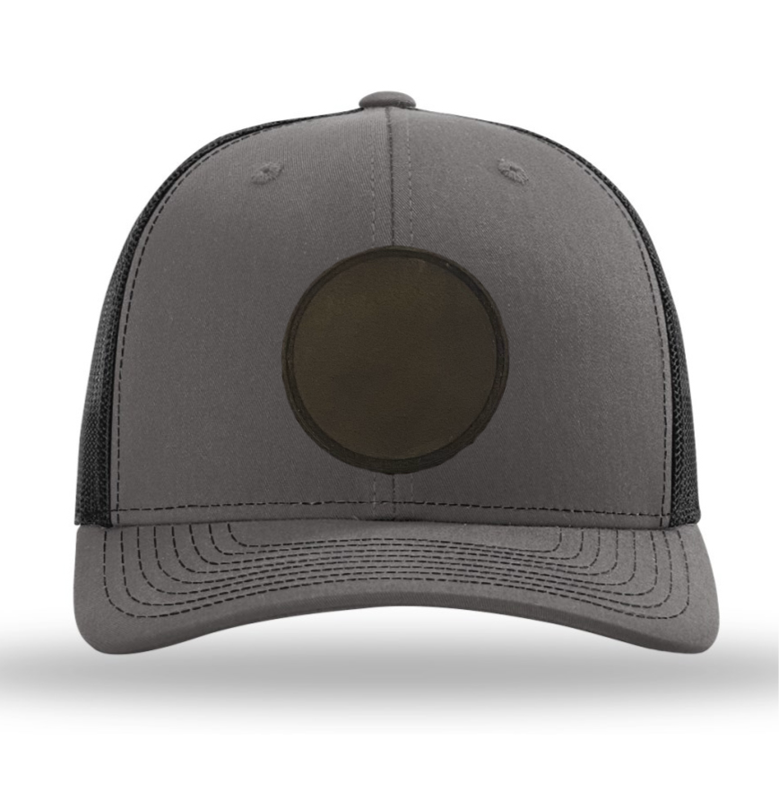 Charcoal/ Black Richardson Leather Patch Trucker Hat