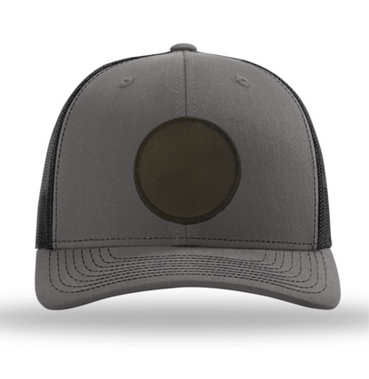 Charcoal/ Black Richardson Leather Patch Trucker Hat