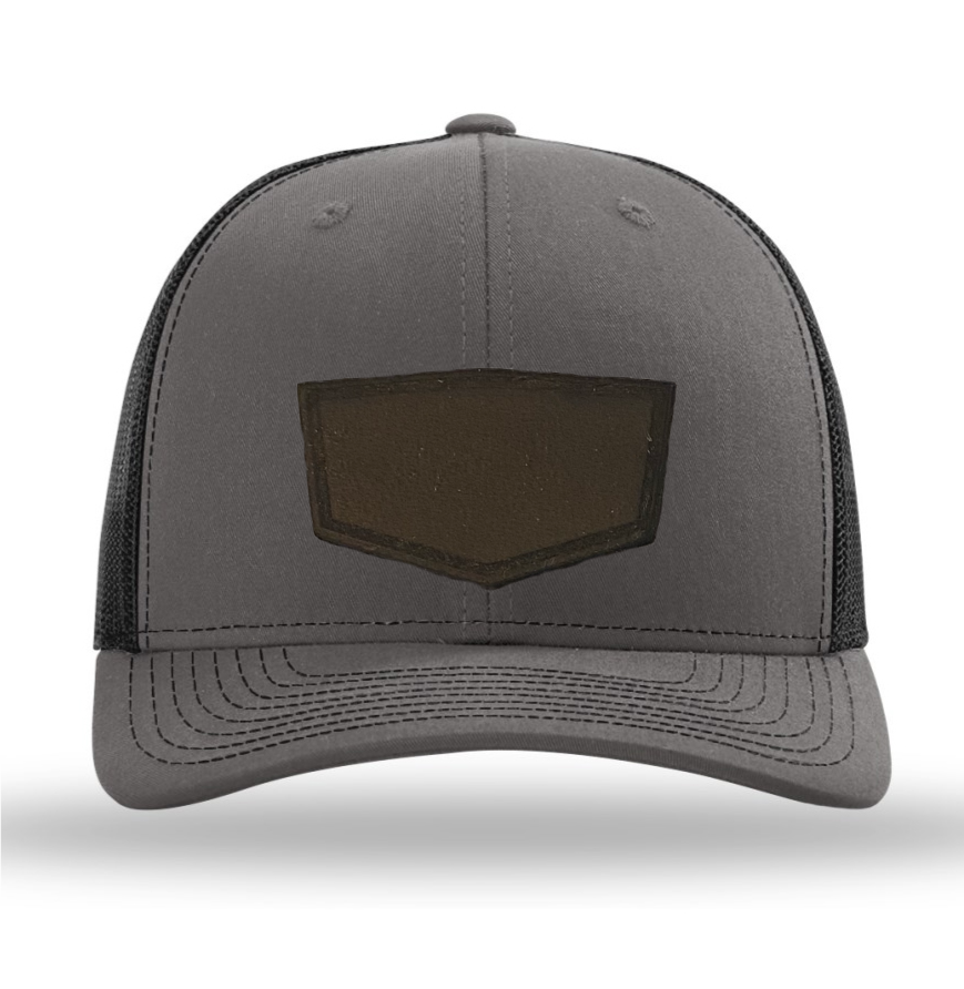 Charcoal/ Black Richardson Leather Patch Trucker Hat