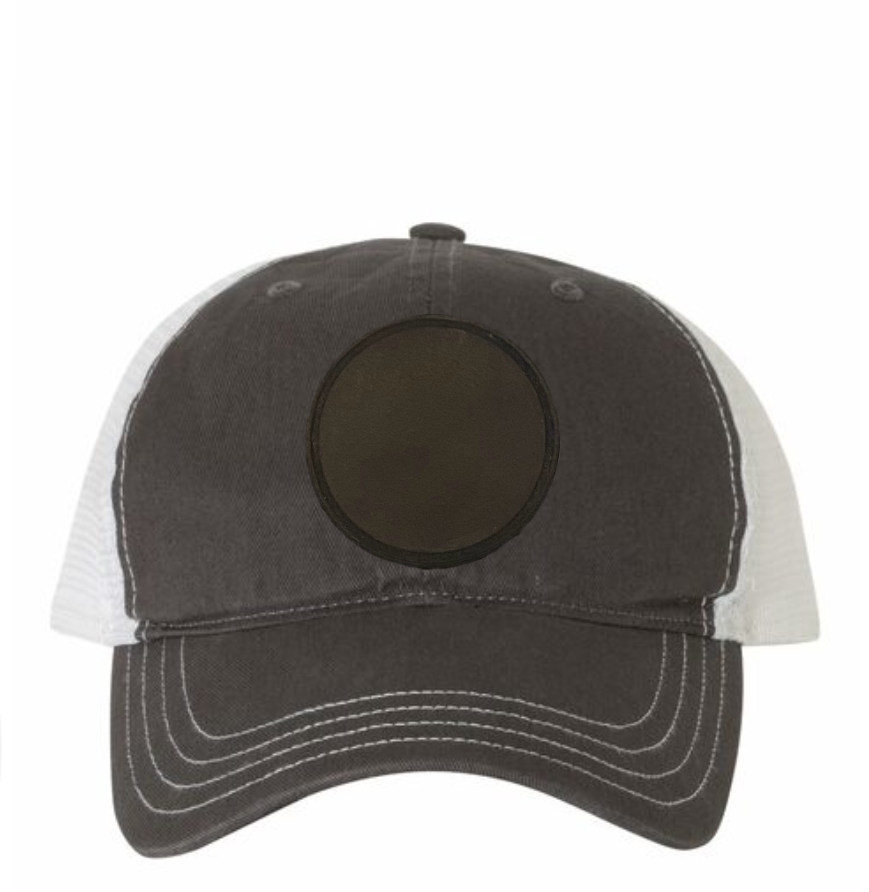 Charcoal/ White Richardson Leather Patch Soft Cap