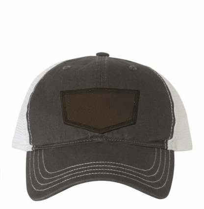 Charcoal/ White Richardson Leather Patch Soft Cap