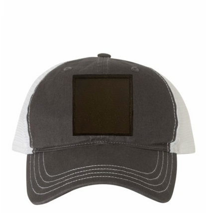 Charcoal/ White Richardson Leather Patch Soft Cap