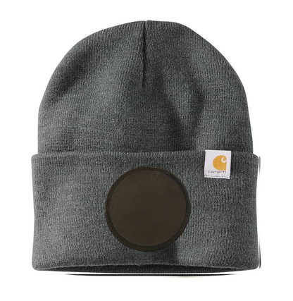 Coal Heather Carhartt Leather Patch Beanie