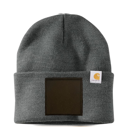 Coal Heather Carhartt Leather Patch Beanie