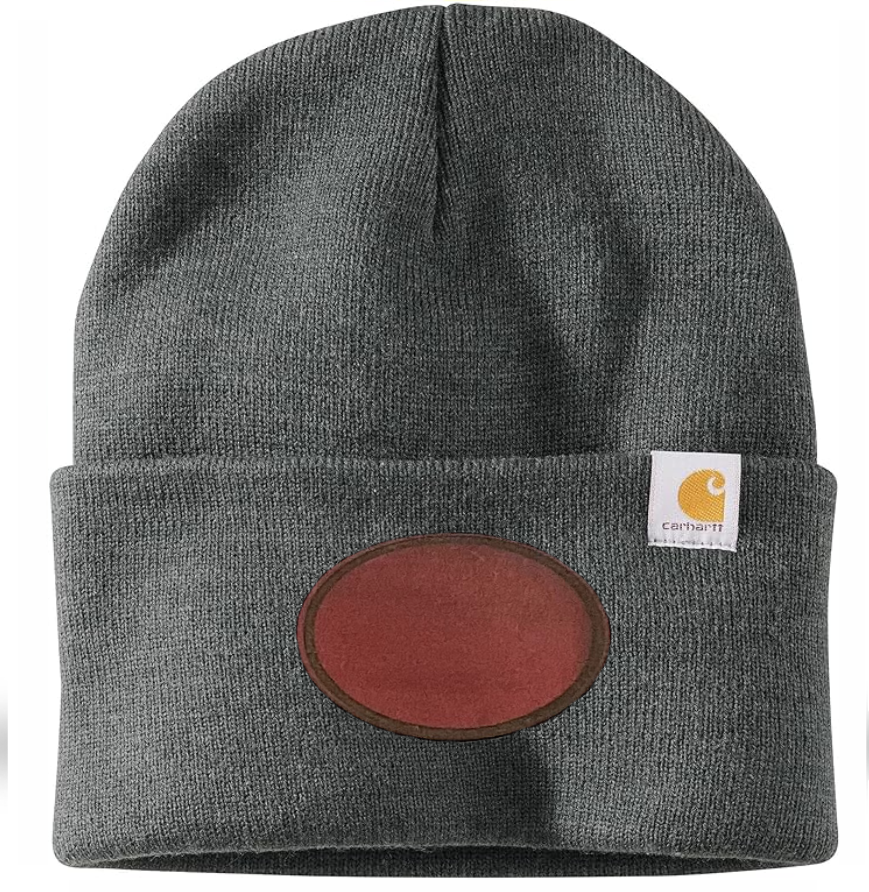 Coal Heather Carhartt Leather Patch Beanie