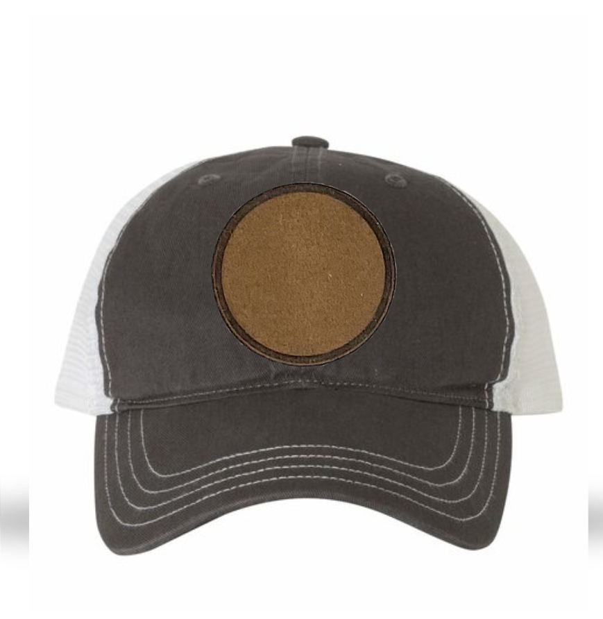 Charcoal/ White Richardson Leather Patch Soft Cap