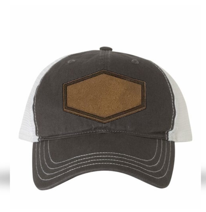 Charcoal/ White Richardson Leather Patch Soft Cap