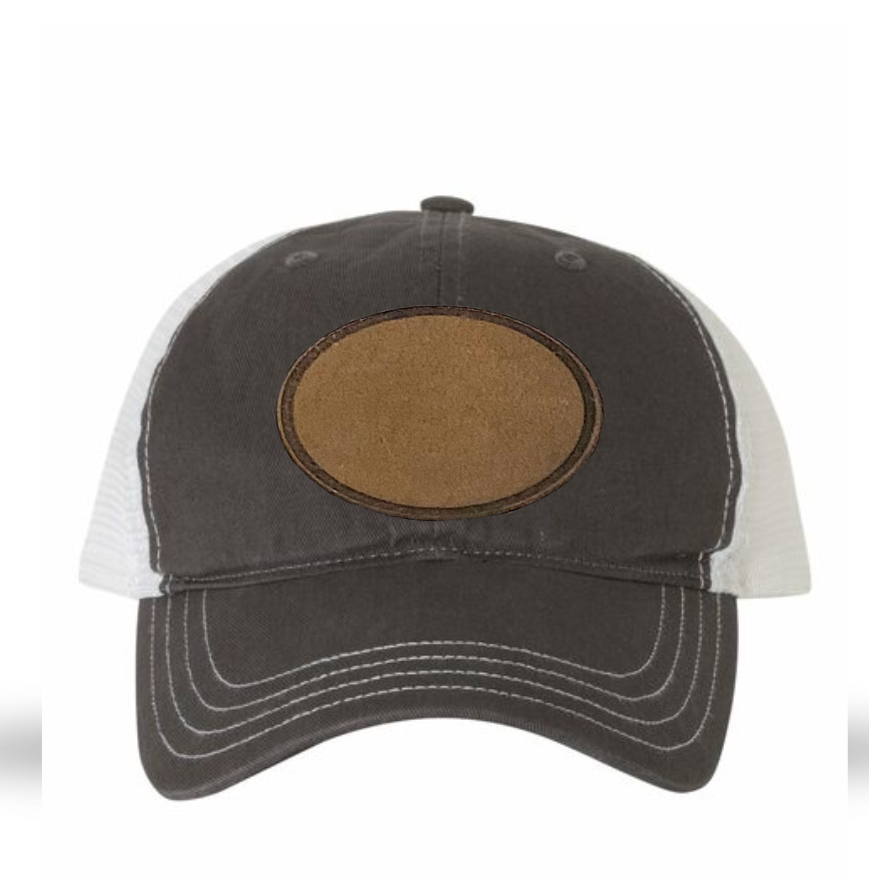 Charcoal/ White Richardson Leather Patch Soft Cap