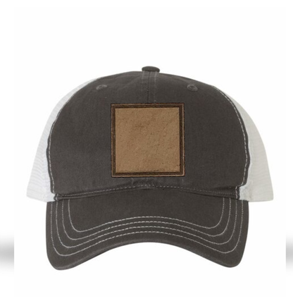 Charcoal/ White Richardson Leather Patch Soft Cap