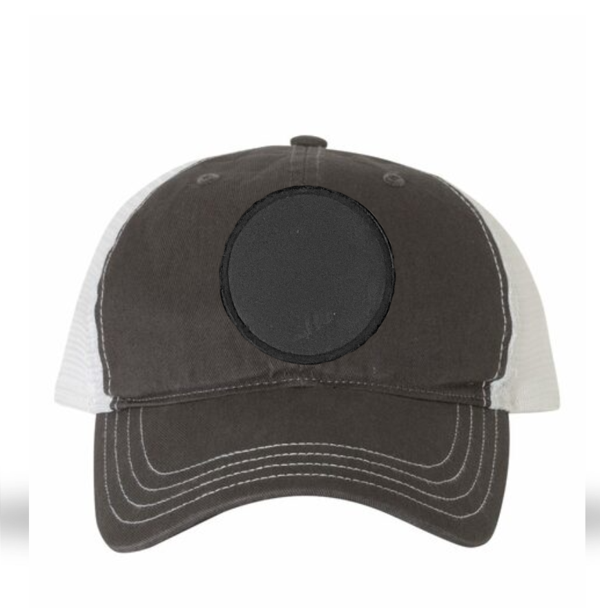 Charcoal/ White Richardson Leather Patch Soft Cap