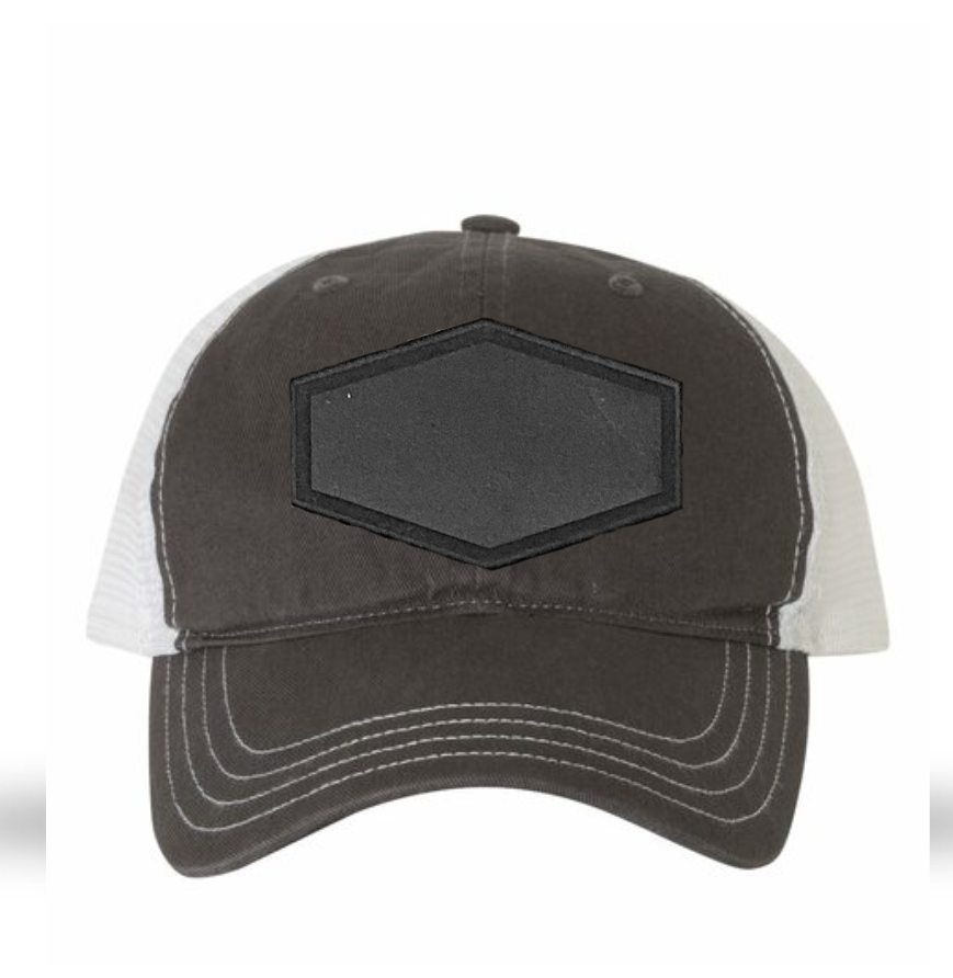 Charcoal/ White Richardson Leather Patch Soft Cap