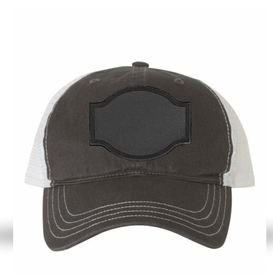 Charcoal/ White Richardson Leather Patch Soft Cap