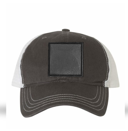 Charcoal/ White Richardson Leather Patch Soft Cap