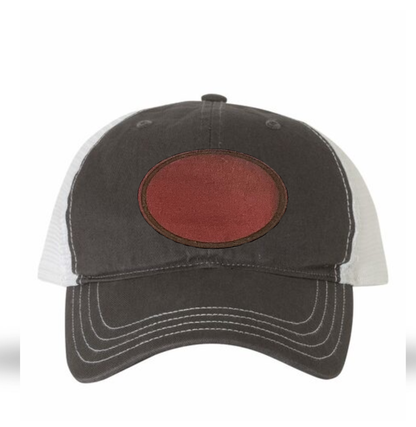 Charcoal/ White Richardson Leather Patch Soft Cap