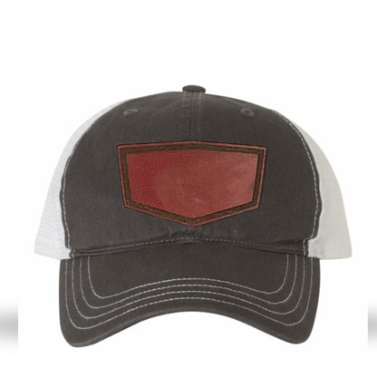 Charcoal/ White Richardson Leather Patch Soft Cap