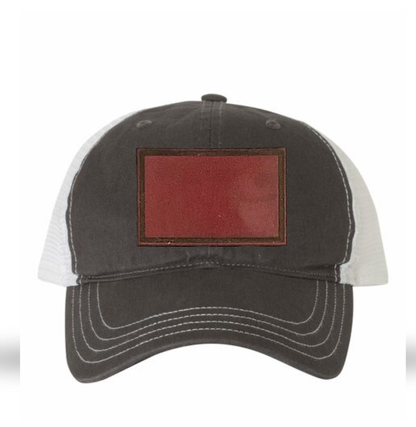 Charcoal/ White Richardson Leather Patch Soft Cap