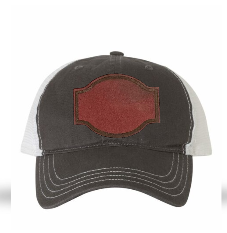 Charcoal/ White Richardson Leather Patch Soft Cap