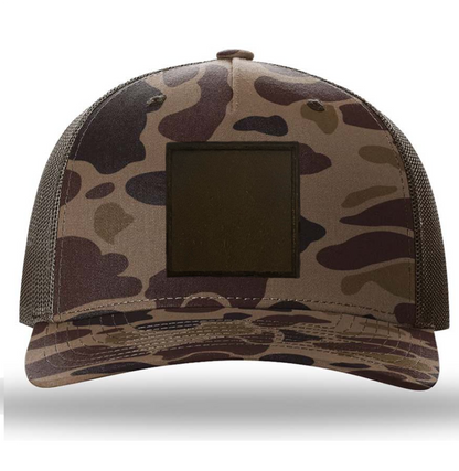 Bark Duck Camo/ Brown Richardson Leather Patch Trucker Hat