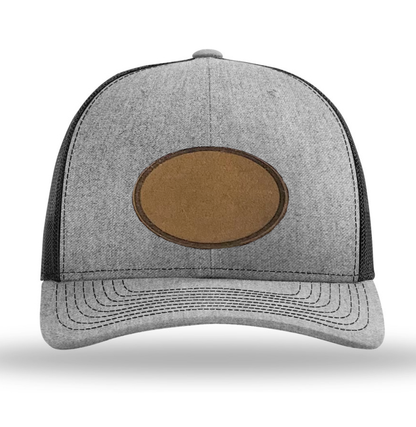 Heather Grey/ Black Richardson Leather Patch Trucker Hat