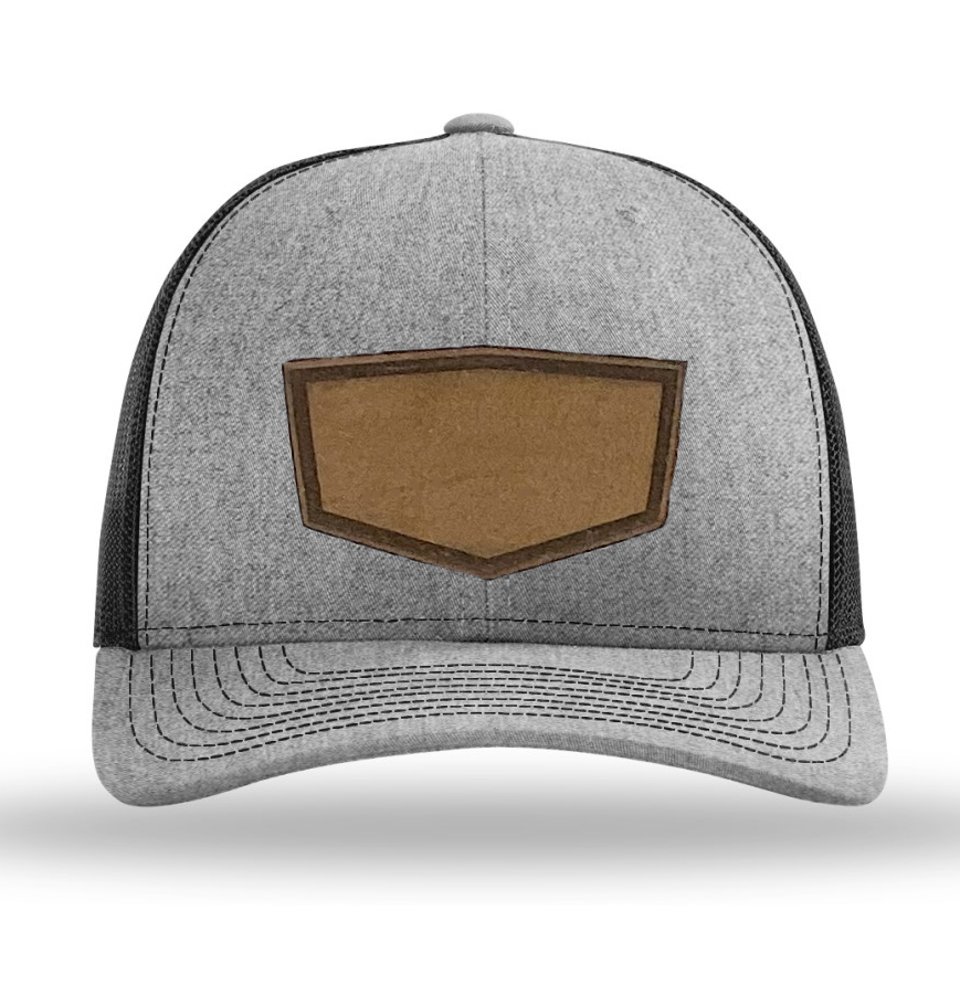 Heather Grey/ Black Richardson Leather Patch Trucker Hat