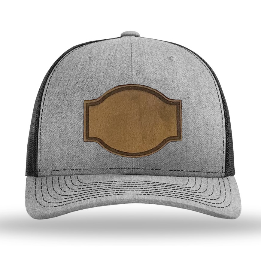 Heather Grey/ Black Richardson Leather Patch Trucker Hat