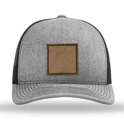 Heather Grey/ Black Richardson Leather Patch Trucker Hat