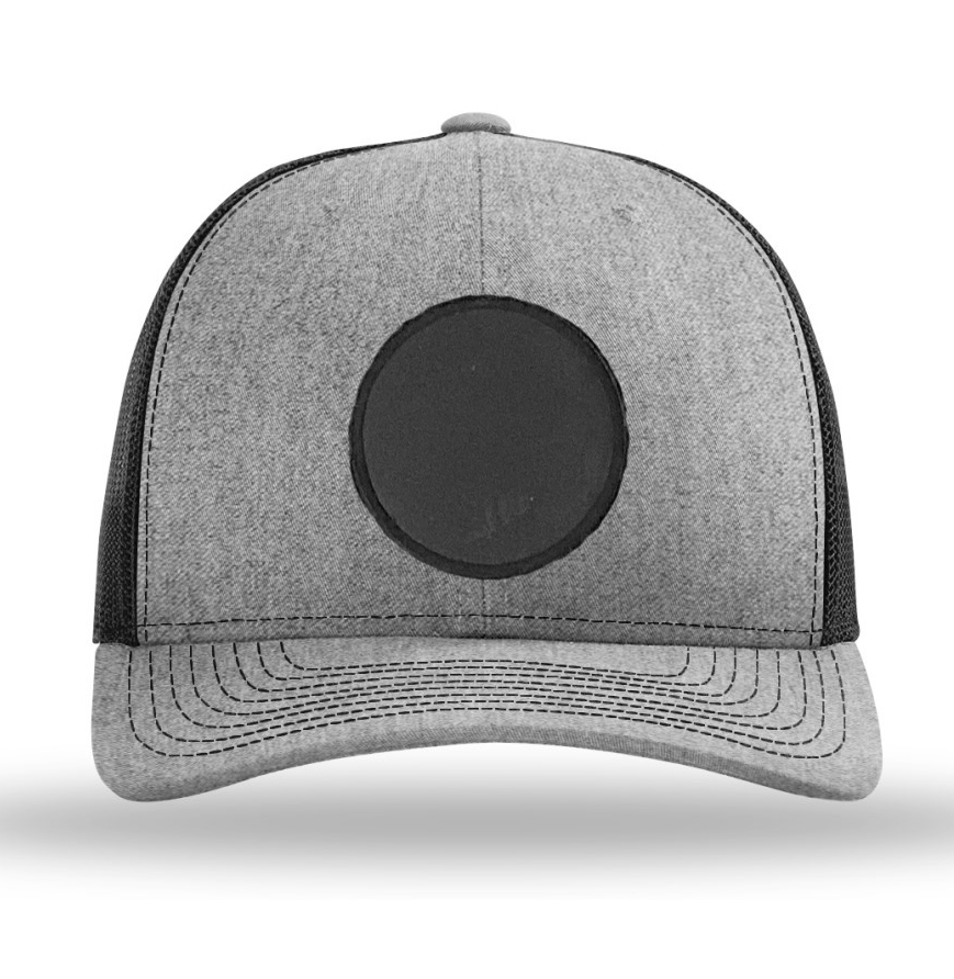 Heather Grey/ Black Richardson Leather Patch Trucker Hat