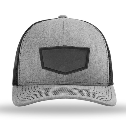 Heather Grey/ Black Richardson Leather Patch Trucker Hat