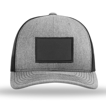 Heather Grey/ Black Richardson Leather Patch Trucker Hat