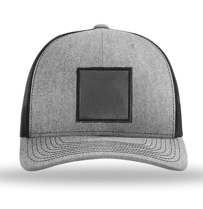 Heather Grey/ Black Richardson Leather Patch Trucker Hat