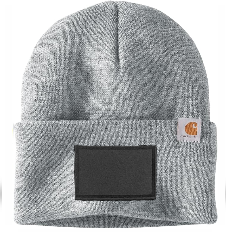 Heather Grey Carhartt Leather Patch Beanie