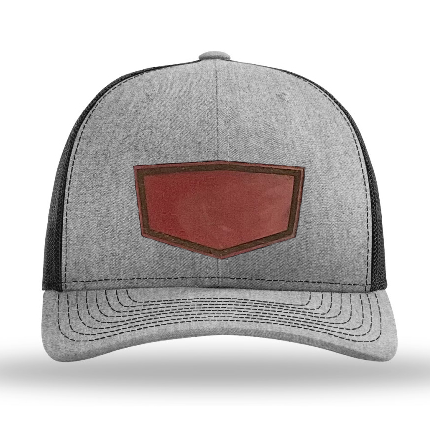 Heather Grey/ Black Richardson Leather Patch Trucker Hat