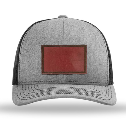 Heather Grey/ Black Richardson Leather Patch Trucker Hat