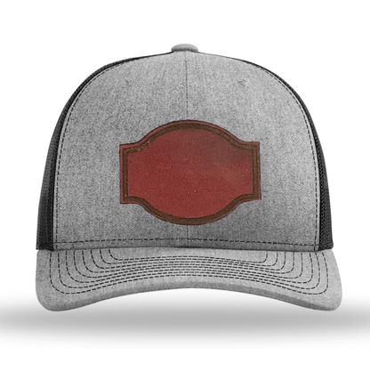 Heather Grey/ Black Richardson Leather Patch Trucker Hat