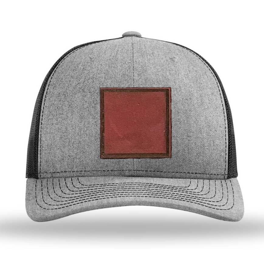 Heather Grey/ Black Richardson Leather Patch Trucker Hat