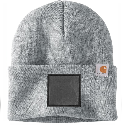 Heather Grey Carhartt Leather Patch Beanie