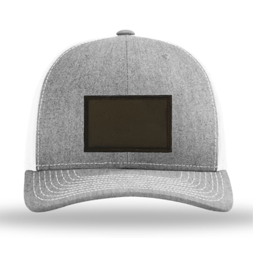 Heather Grey/ White Richardson Leather Patch Trucker Hat
