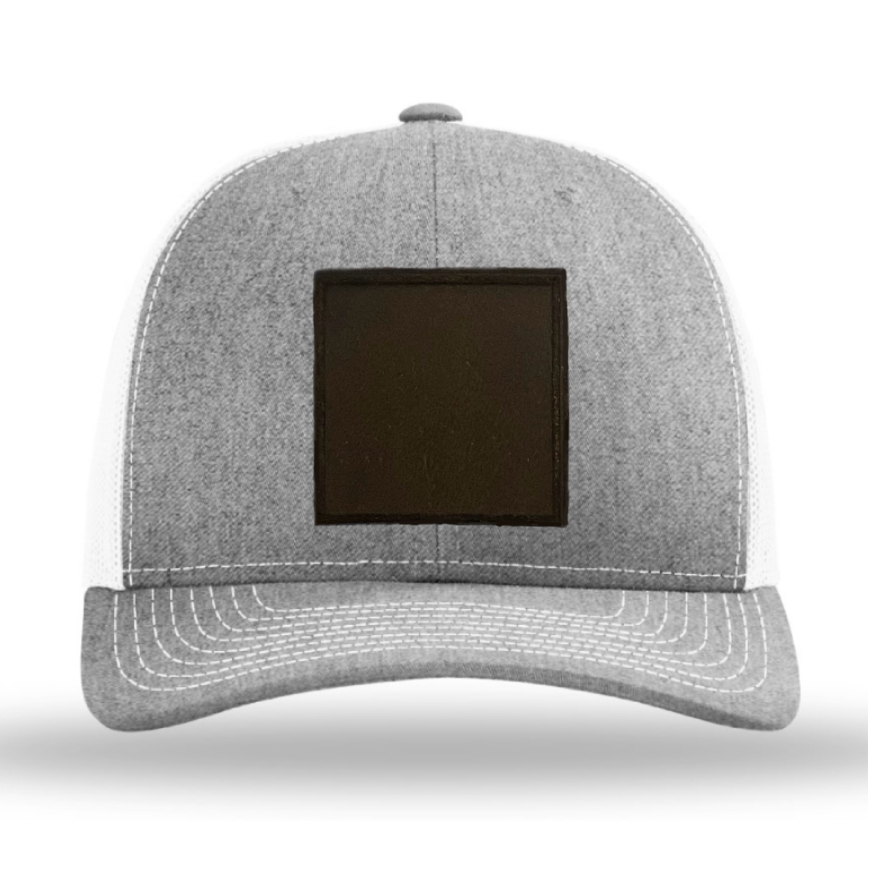 Heather Grey/ White Richardson Leather Patch Trucker Hat