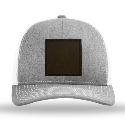 Heather Grey/ White Richardson Leather Patch Trucker Hat
