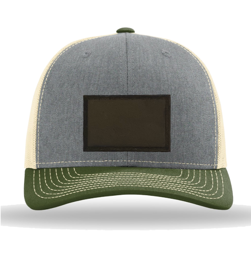 Heather Grey/ Birch/ Army Olive Richardson Leather Patch Trucker Hat
