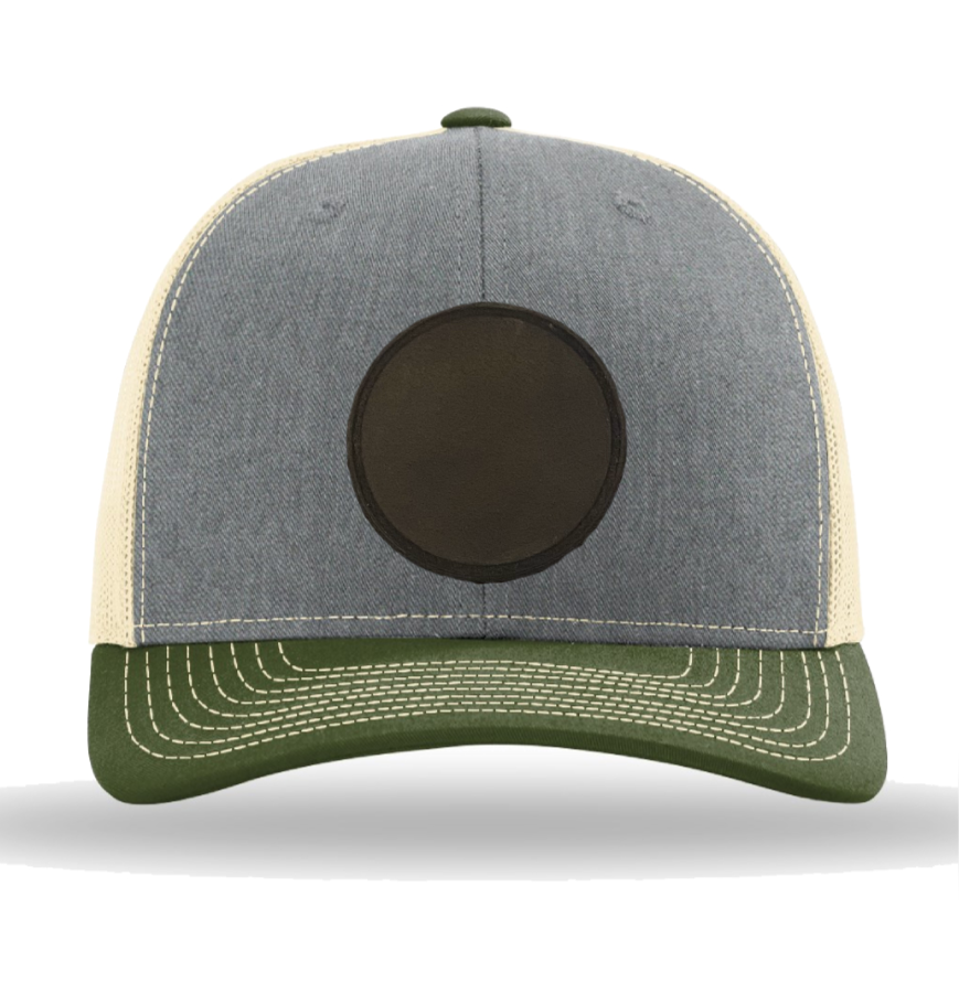 Heather Grey/ Birch/ Army Olive Richardson Leather Patch Trucker Hat