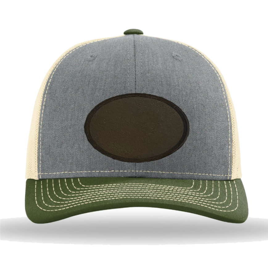 Heather Grey/ Birch/ Army Olive Richardson Leather Patch Trucker Hat