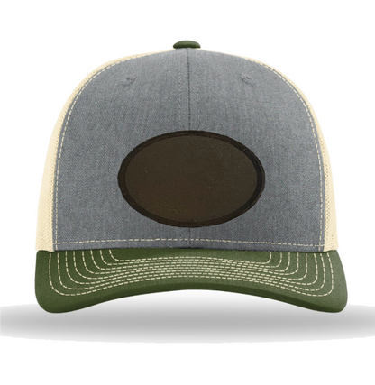 Heather Grey/ Birch/ Army Olive Richardson Leather Patch Trucker Hat