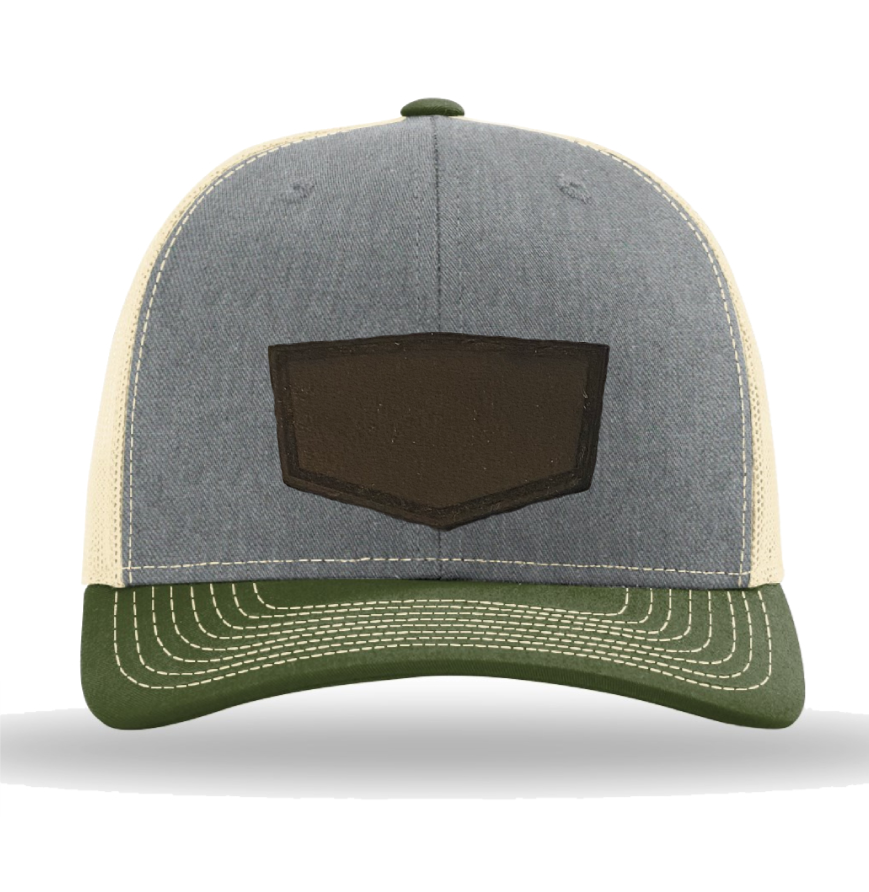 Heather Grey/ Birch/ Army Olive Richardson Leather Patch Trucker Hat