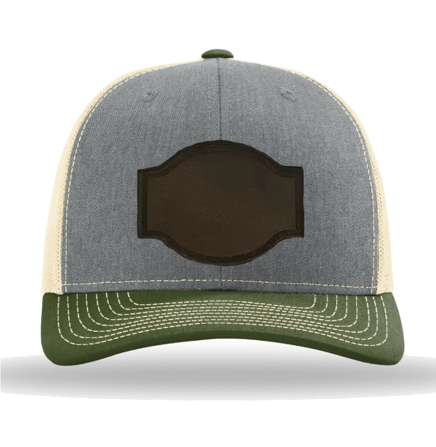 Heather Grey/ Birch/ Army Olive Richardson Leather Patch Trucker Hat
