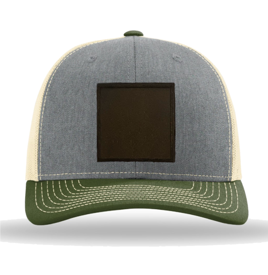 Heather Grey/ Birch/ Army Olive Richardson Leather Patch Trucker Hat