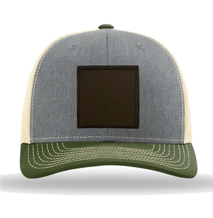 Heather Grey/ Birch/ Army Olive Richardson Leather Patch Trucker Hat