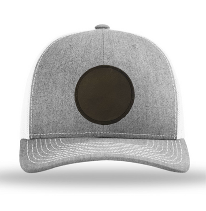 Heather Grey/ White Richardson Leather Patch Trucker Hat