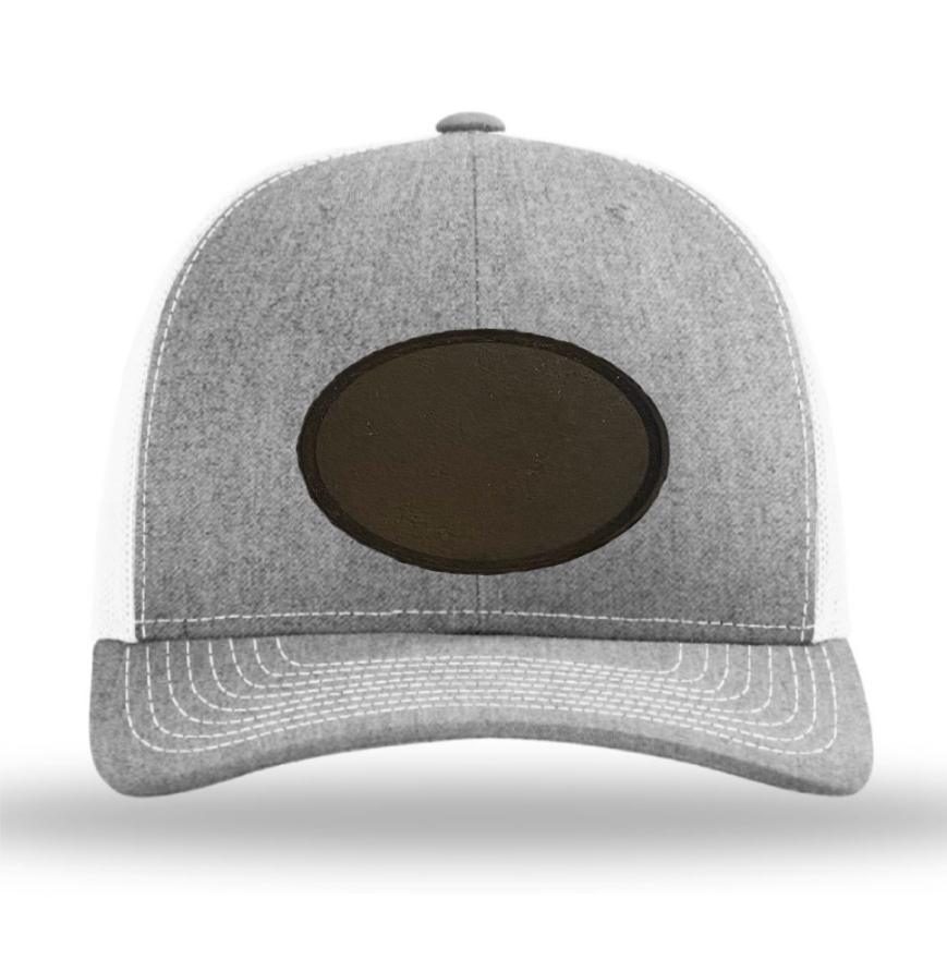 Heather Grey/ White Richardson Leather Patch Trucker Hat